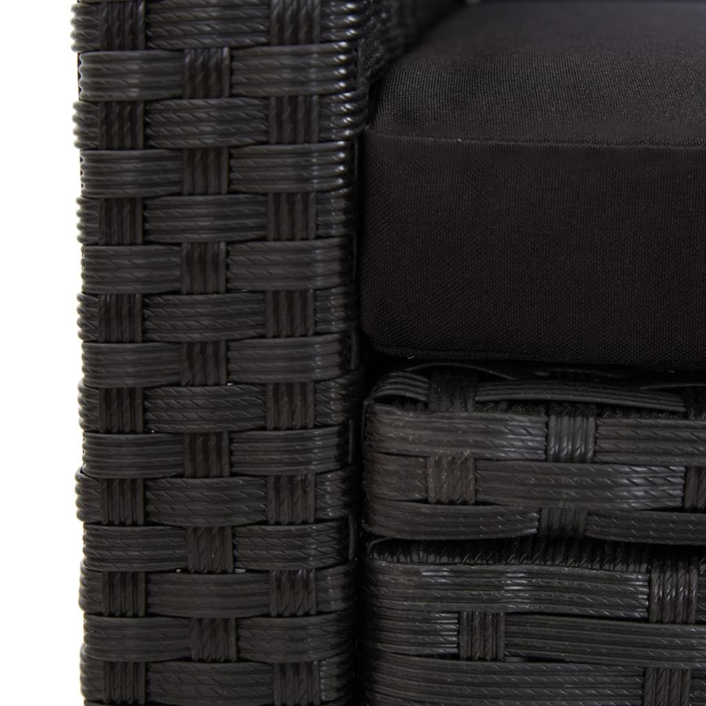 vidaXL Set Muebles de Jardín 6 Piezas y Cojines Conjunto Casa Patio Terraza Sofá Mesa Tablero Sillas Sillón Aire Libre Ratán Sintético Negro