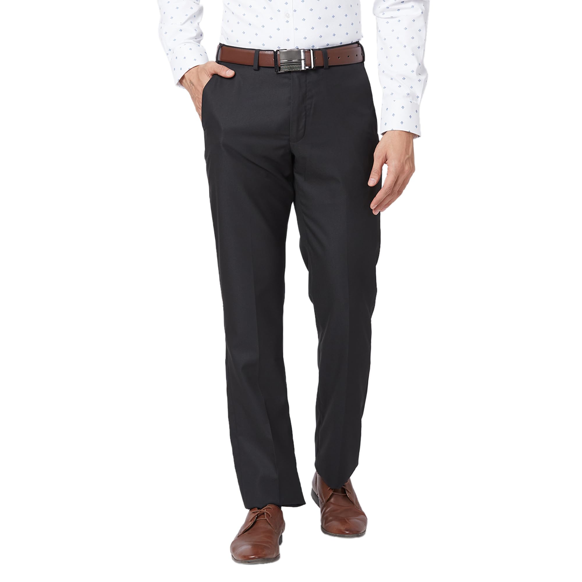 park avenue Men's Regular Fit Polyviscose Blend Structure Pattern Flat Front Formal Trouser-picture-16