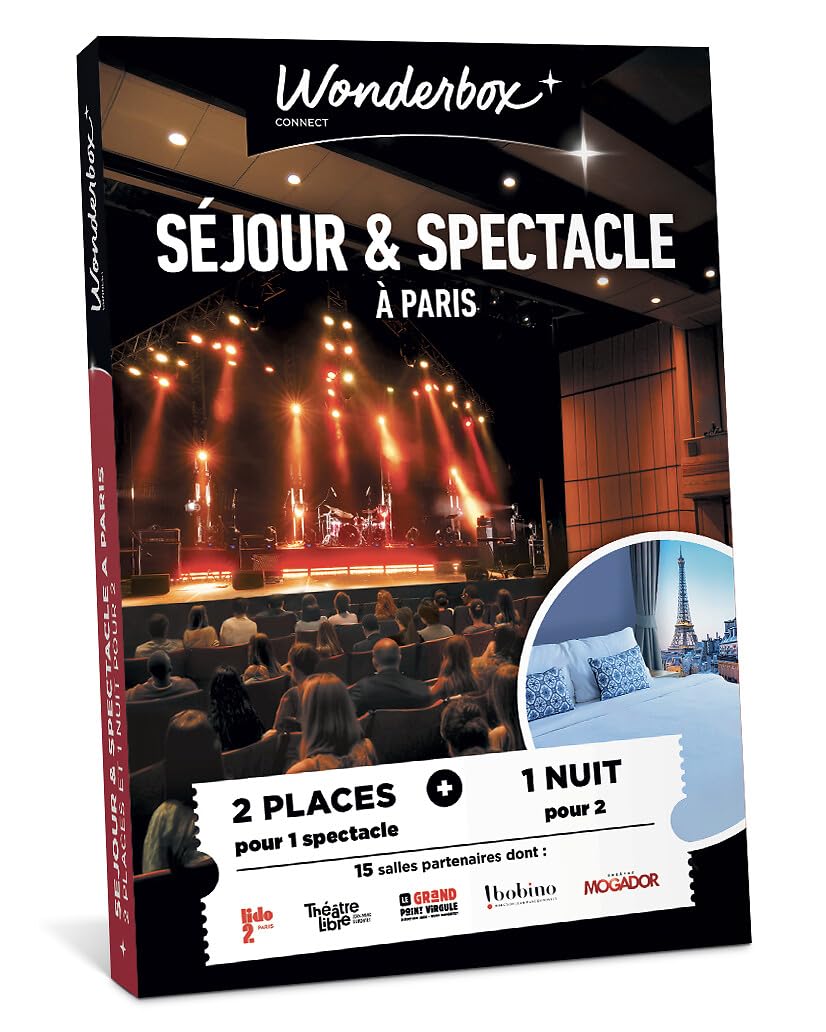 Wonderbox Connect - Coffret Cadeau - Séjour Spectacle À Paris - 1 Nuit en Duo - 2 Places pour 1 Grand Spectacle - 1 Nuit d'hôtel à Paris - Validité 27 Mois