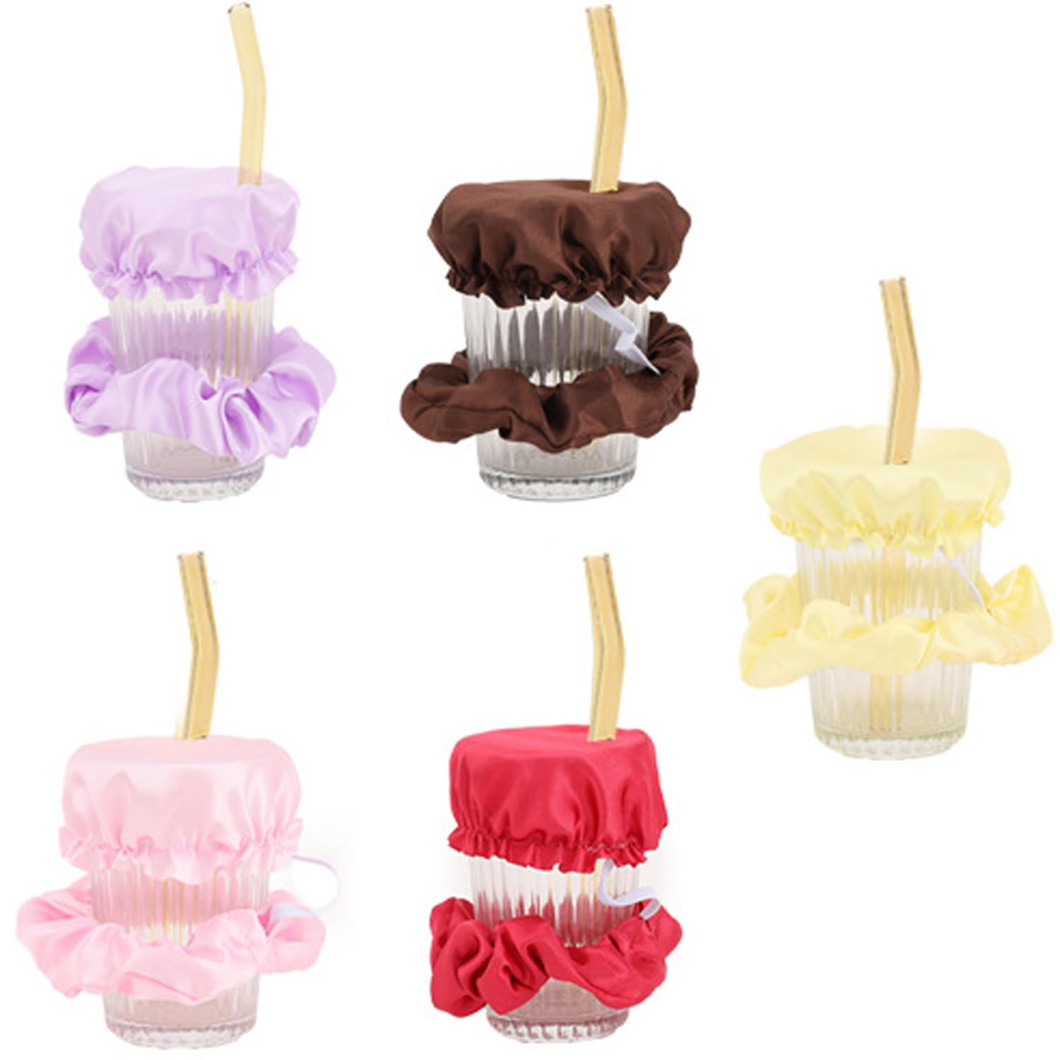 5Pcs Drink Covers Anti Spike,Cup Covers for Drinks,Drink Cover Scrunchie,Reusable Drinks Spiking Protector with Straw Holes,Fits Most Cups Glasses for Women Clubs Bars Parties Fits Most Cups
