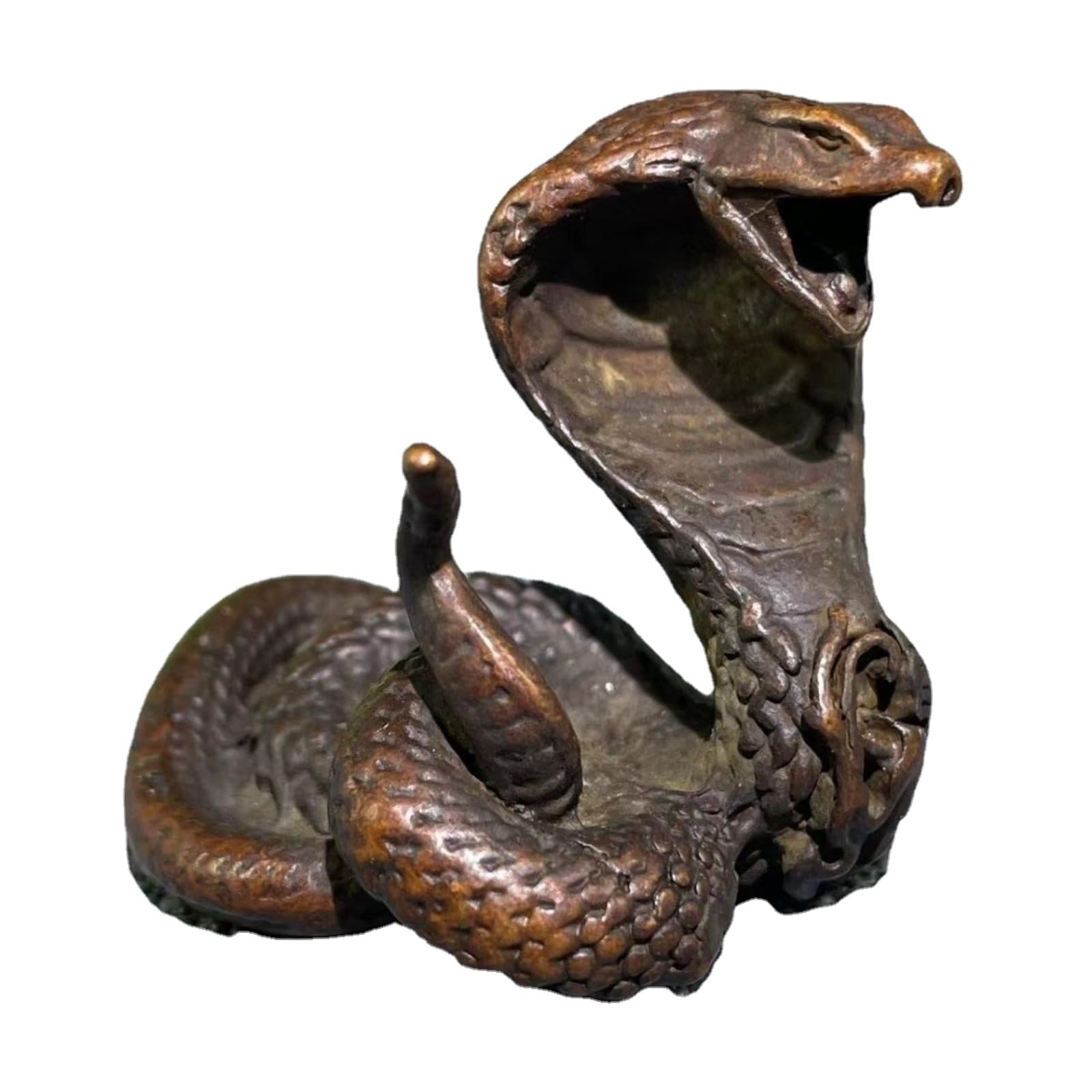 NGDFGR Retro Brass Cobra Model Miniature Figurines,Bronze Animal Zodiac Snake Statue Sculpture Crafts Collection Desktop Ornament Bonsai Micro Landscape Sand Table Decor