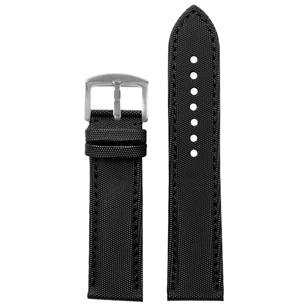 Bracelet montre nylon 23mm bleu anti-transpiration doublé cuir véritable