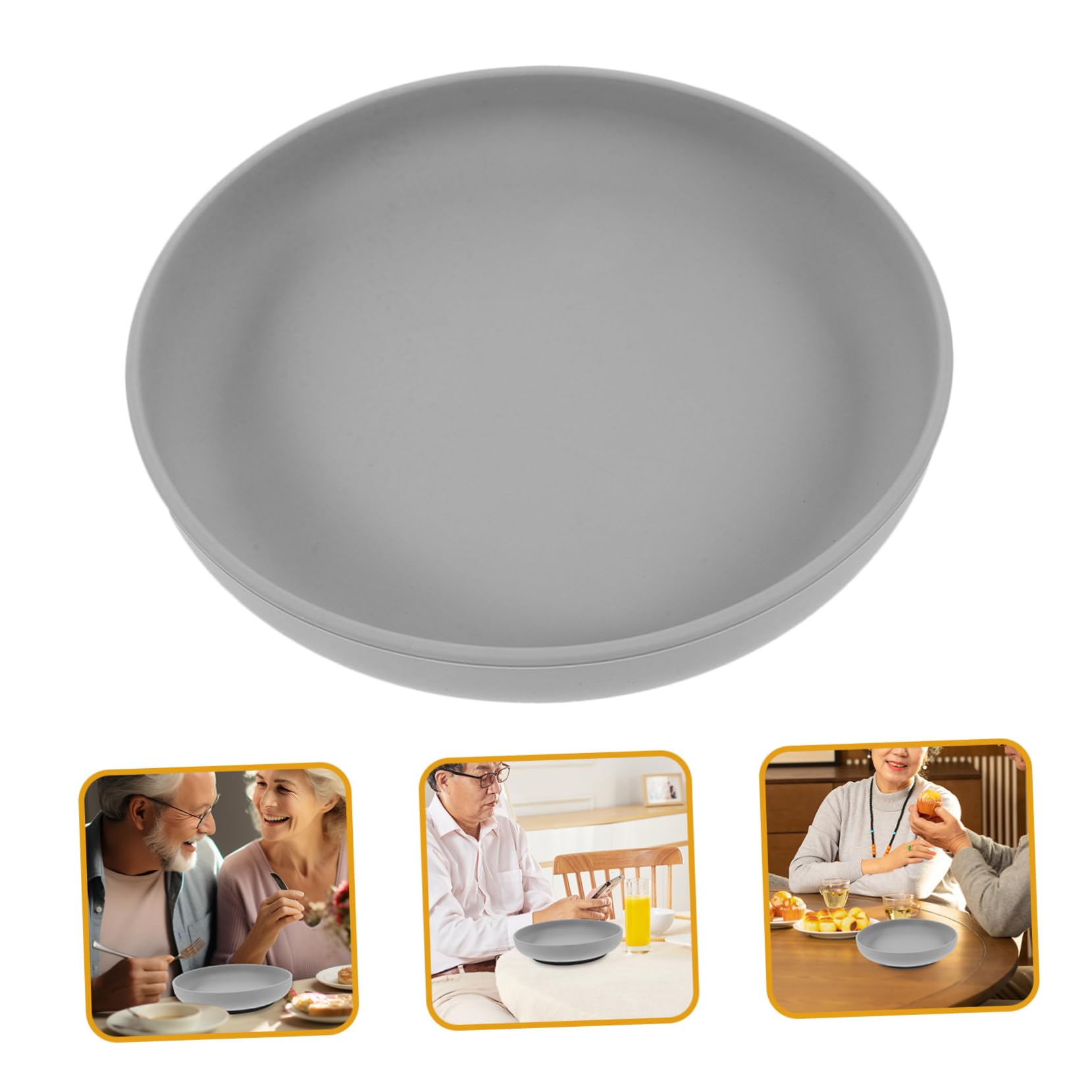 Plaque À Ventouse Anti-Déversement 7.87 X 7.87 X 1.57 in Vaisselle Auto-Alimentée Incassable Pour Personnes Âgées Et Handicapées Pour Manger D’Une Main