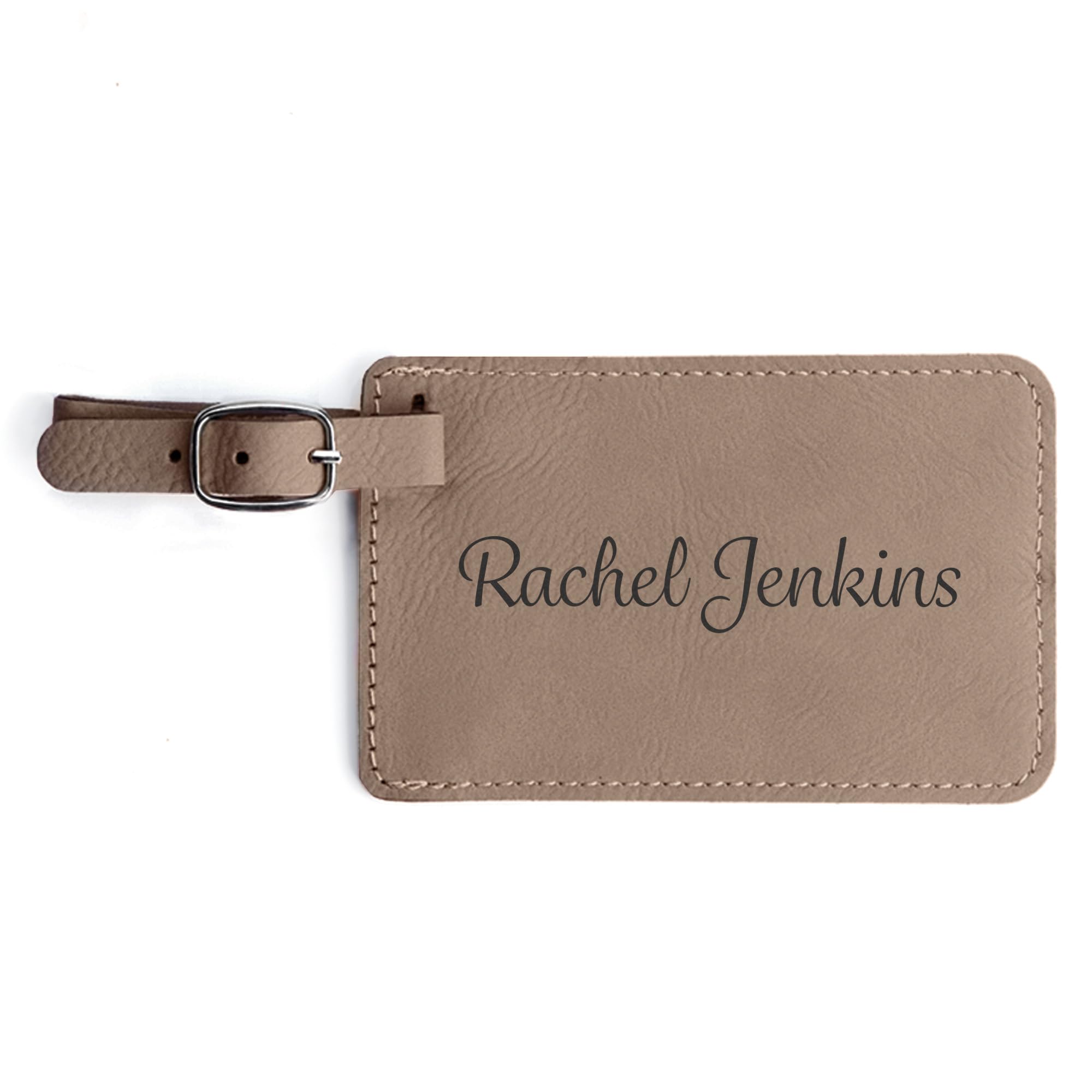 Lifetime Creations Personalized Luggage Tag - Vegan Leather Custom Bag Tag with Engraved Name (Light Brown)
