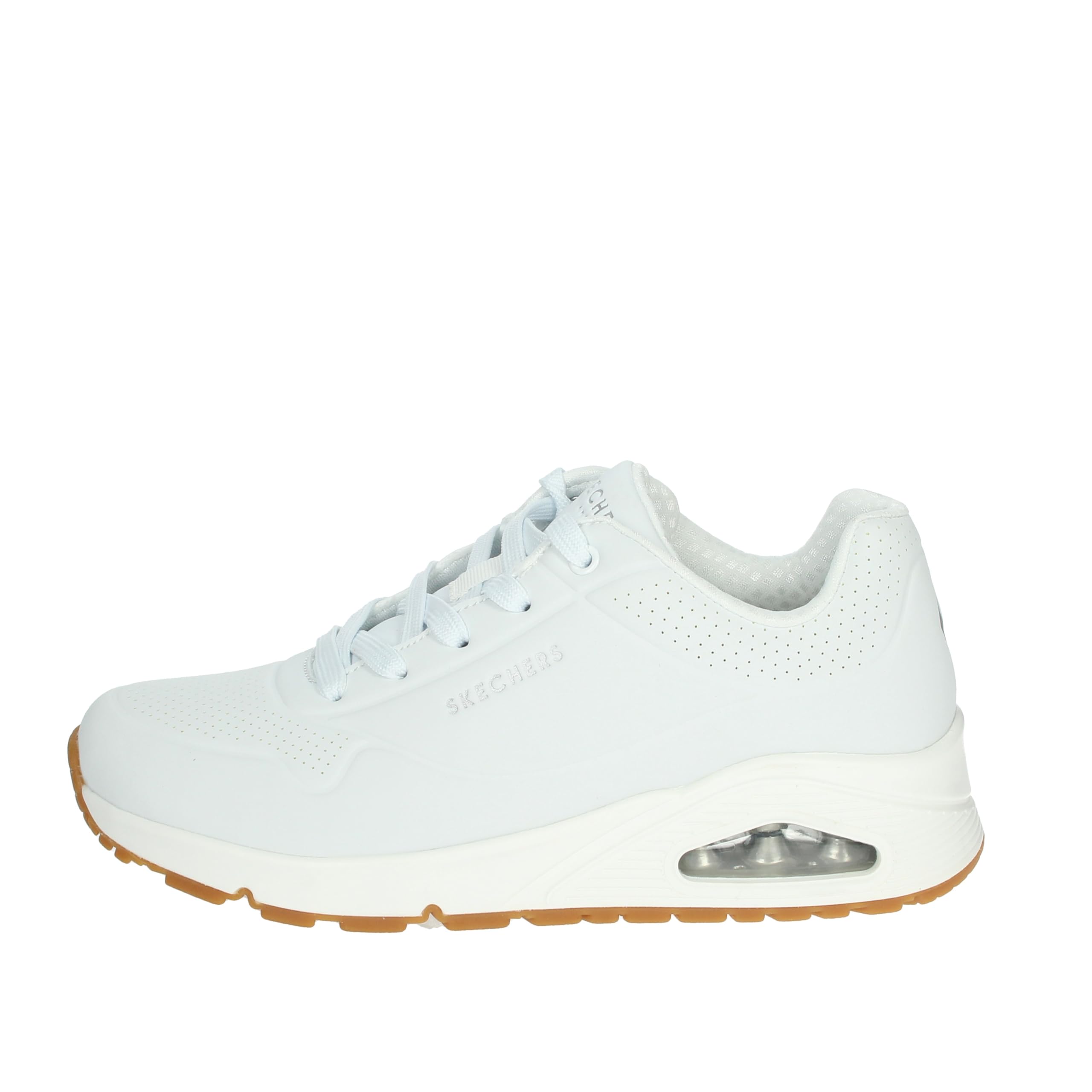 Skechers Women's Uno Stand on Air Sneaker, White With Rubber Sole, 9 UK