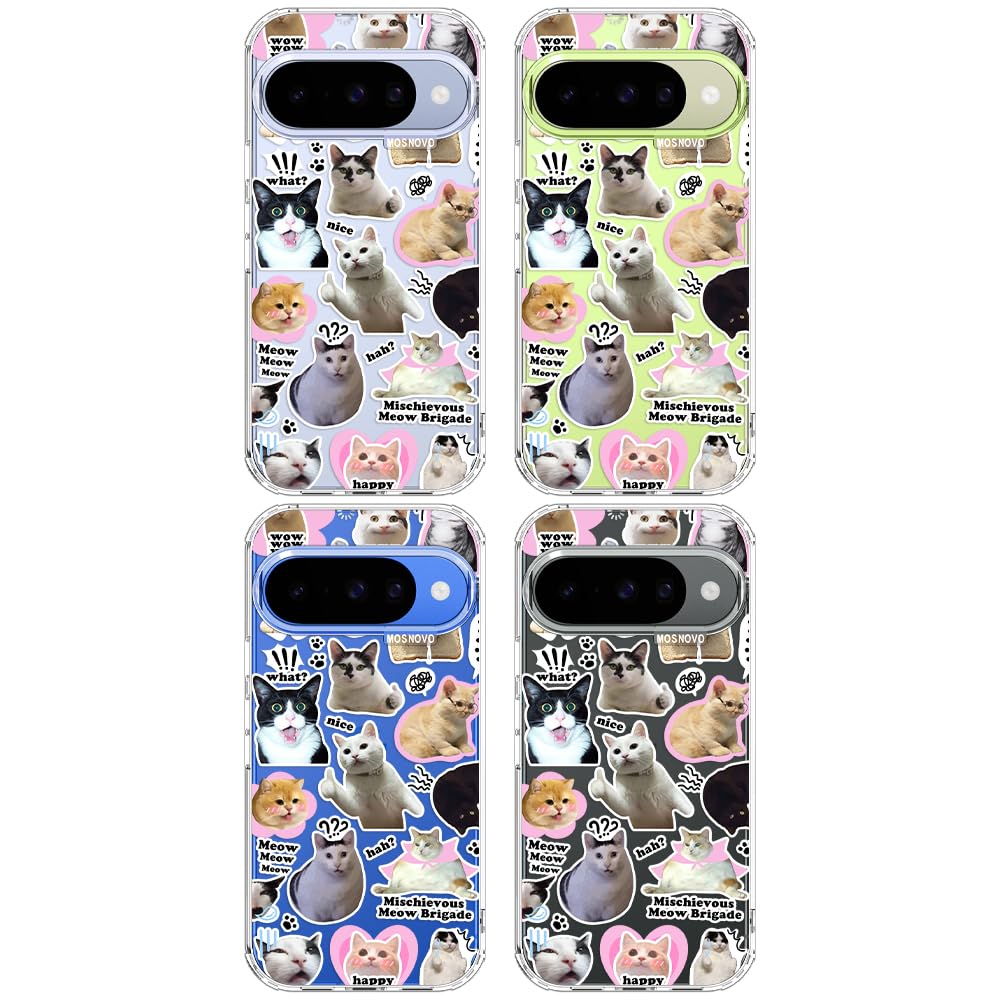 MOSNOVO Case for Google Pixel 10 & Pixel 10 Pro, [Buffertech 6.6ft Military-Grade Drop Protection] [Anti Peel Off Tech] Clear TPU Bumper Phone Case Cover Design - Cute Cherry — view 76