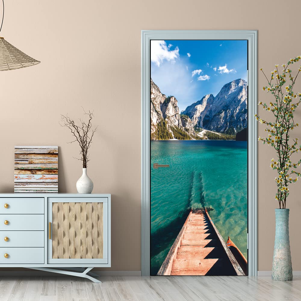 Sticker porte trompe l'oeil 3D de 63x205 cm pour decoration interieure