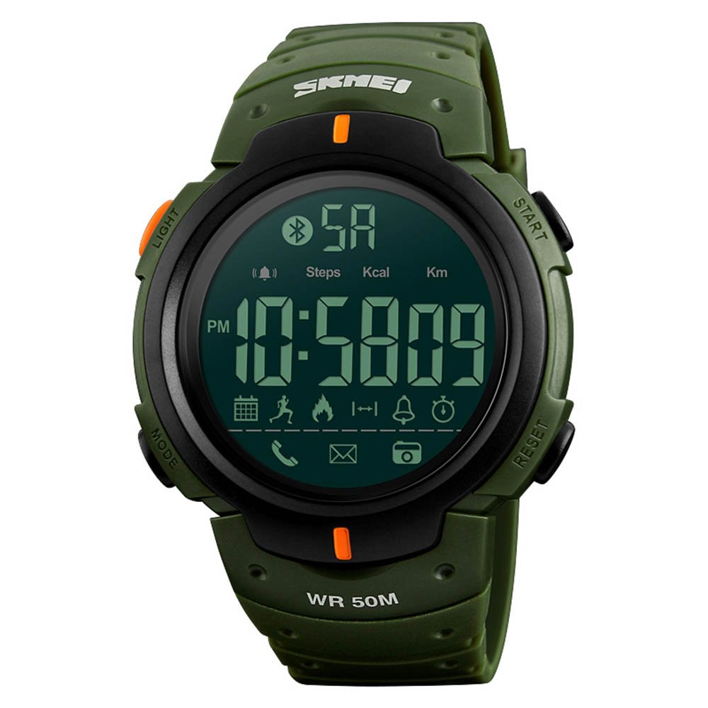 Men's Sport Pedometer Remote Camera Calorie Bluetooth Reminder Digital Smart Wristwatches for iPhone Android (Army Green)
