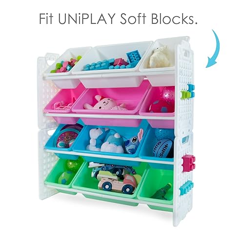 Miniatura 4 de UNiPLAY Organizador de juguetes con 12 contenedores de almacenamiento extraíbles, organizador de múltiples contenedores para libros, bloques de