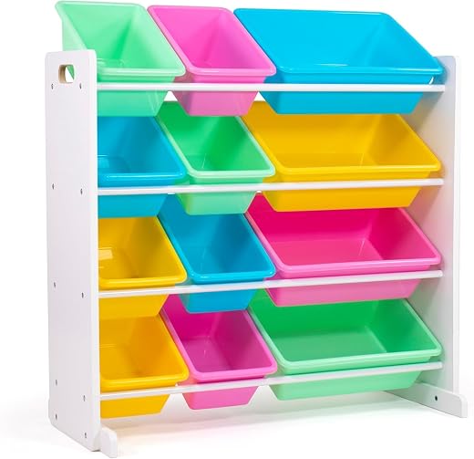 Snazzy Kids' Toy Storage Organizer, White/Pastel