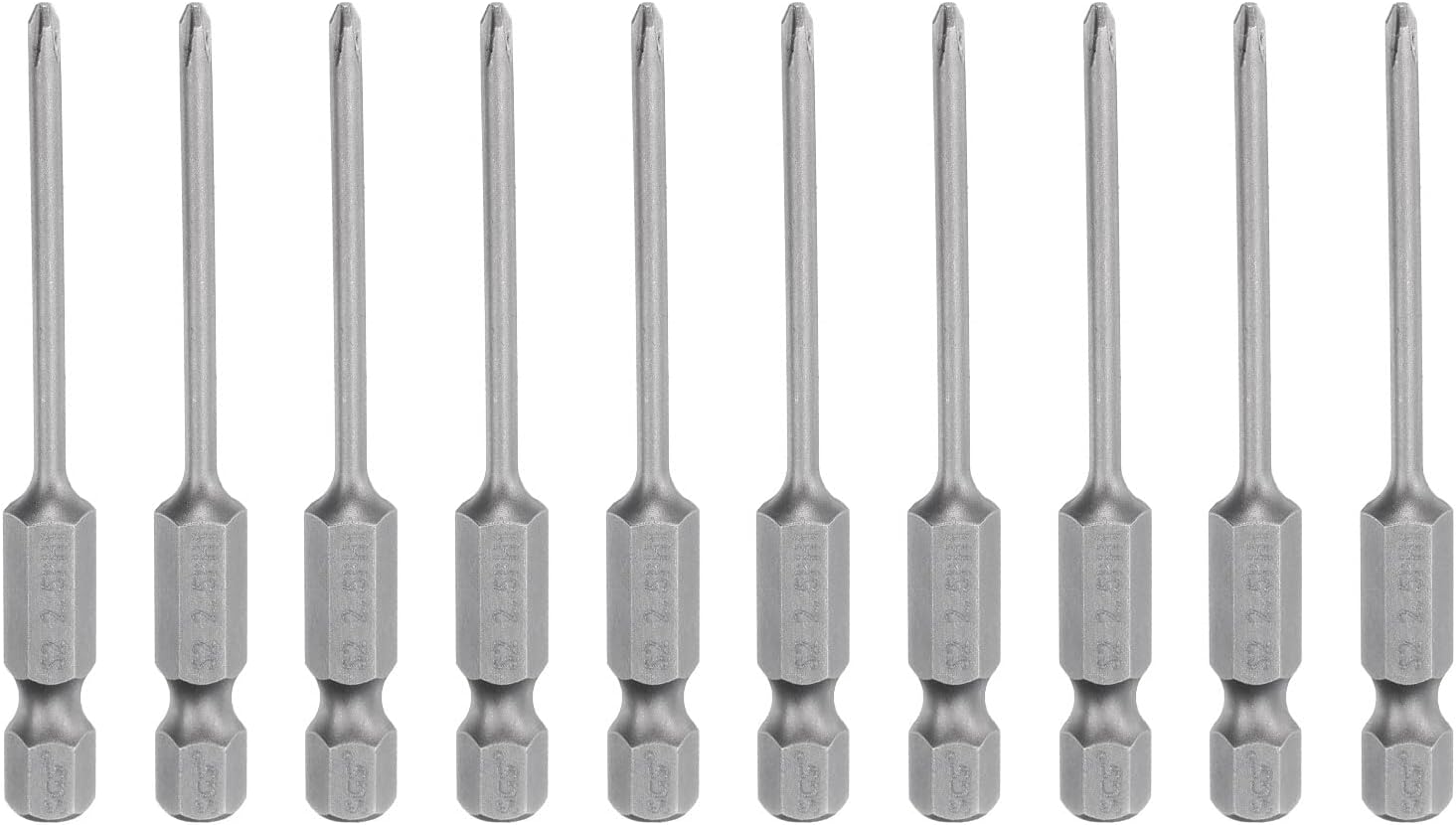 10pcs #1 Phillips Screwdriver Bit PH1 1/4" Hex Shank 2.56" (65mm) Long Magnetic S2 Steel Industrial Grade Screw Driver Bit Cross Head Electric Drill Bits 0.098" (2.5mm) Rod
