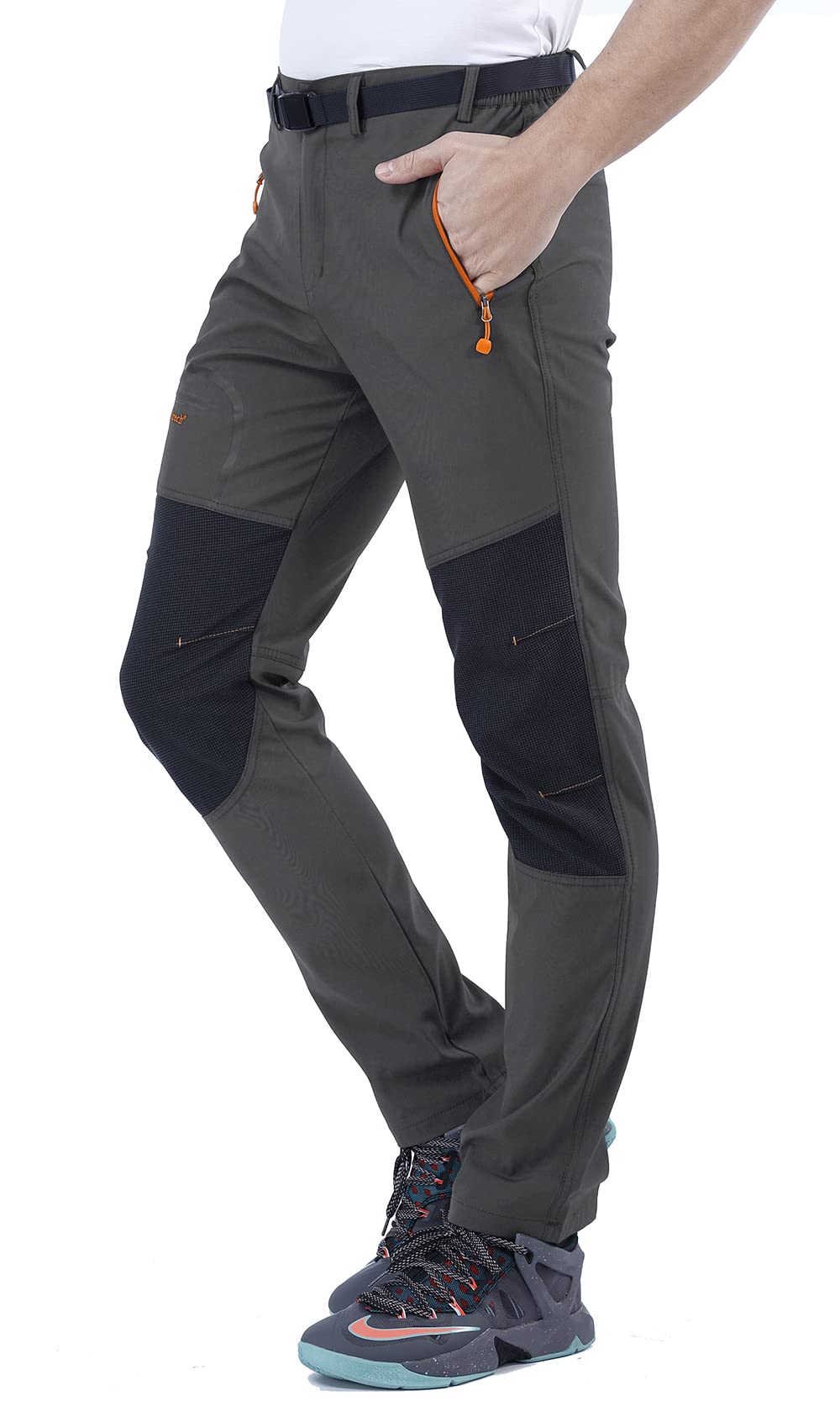 CARETOO Pantalón Deportivo con Cremallera y cinturón para Senderismo, Funcional, Trekking, Outdoor