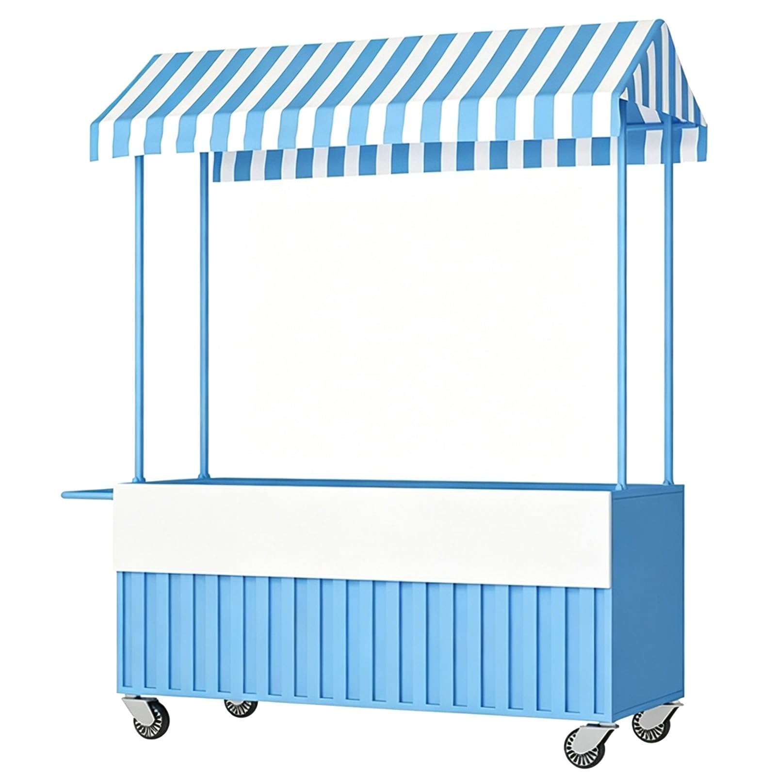 Lxrhlikg Blue Food Vendor Cart, Farmers Market Stand, Iron, With Canopy, Lockable Wheels, Handrail, For Market, Street Food & Events(Blue)