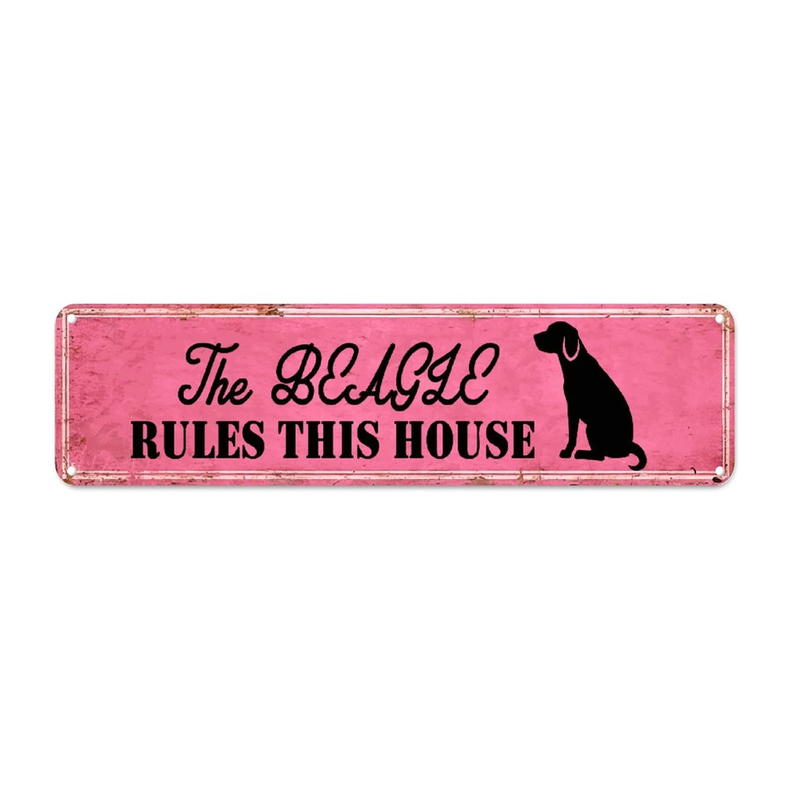 The Beagle Rules This House Vintage Tin Signs Art Plaque Aluminum for Home Kitchen Garden Wall Yard Coffee Funny Decor 4x16 Inch