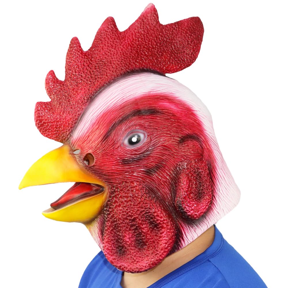 Chicken Head Mask Adult Funny Rooster Mask for Halloween Costume Party Carnival Prop
