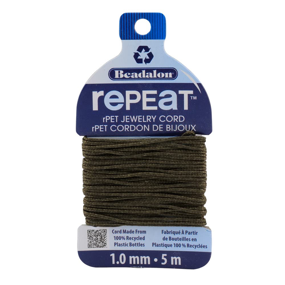 Cordón de plástico reciclado de 1,0 mm Beadalon Repeat color tierra para pulseras de 5 m