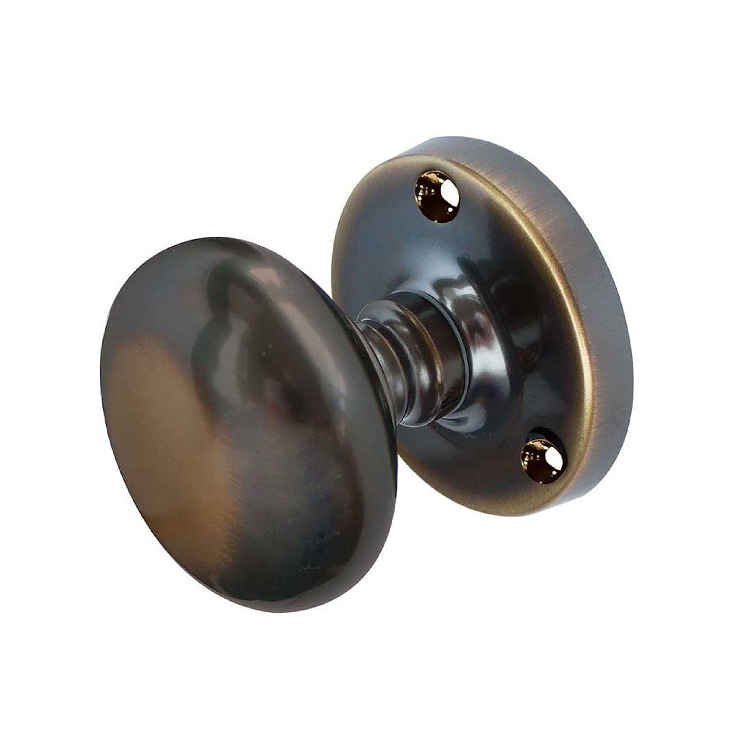 Jedo Chrome,Rose Mushroom Mortice Door Knob Set - Antique Brass