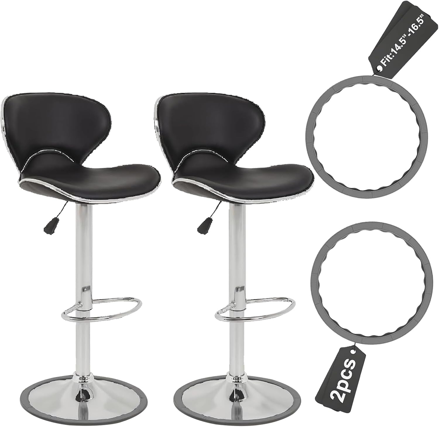 2pcs Bar Stool Leg Protectors Ring for 14.5" to 16.5" Round Base