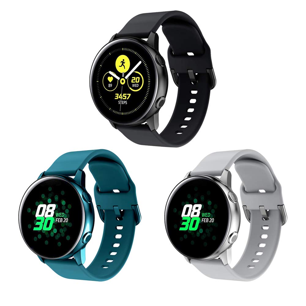 RIOROO Compatible for Samsung Active 2 Watch Bands/Active Watch Bands/Galaxy Watch 3 41mm/ 40mm/42mm/44mm, Silicone Wristband Compatible for Samsung Galaxy Watch Gear S2 Classic/Gear Sport Smart Watch