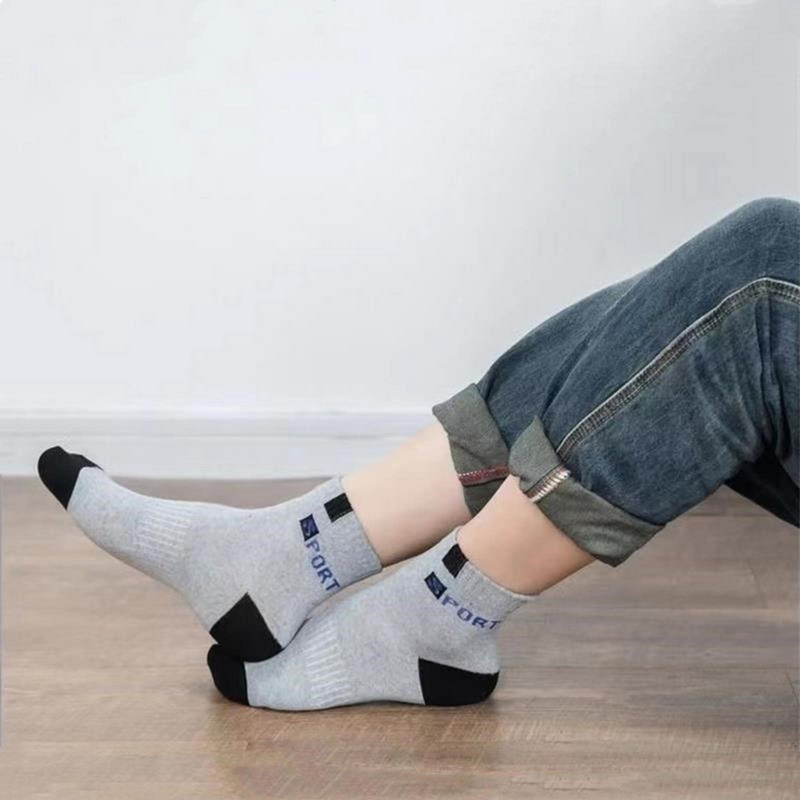 MOGSA Calcetines de 10 pares de calcetines bajos, transpirables, deportivos, informales, para hombre