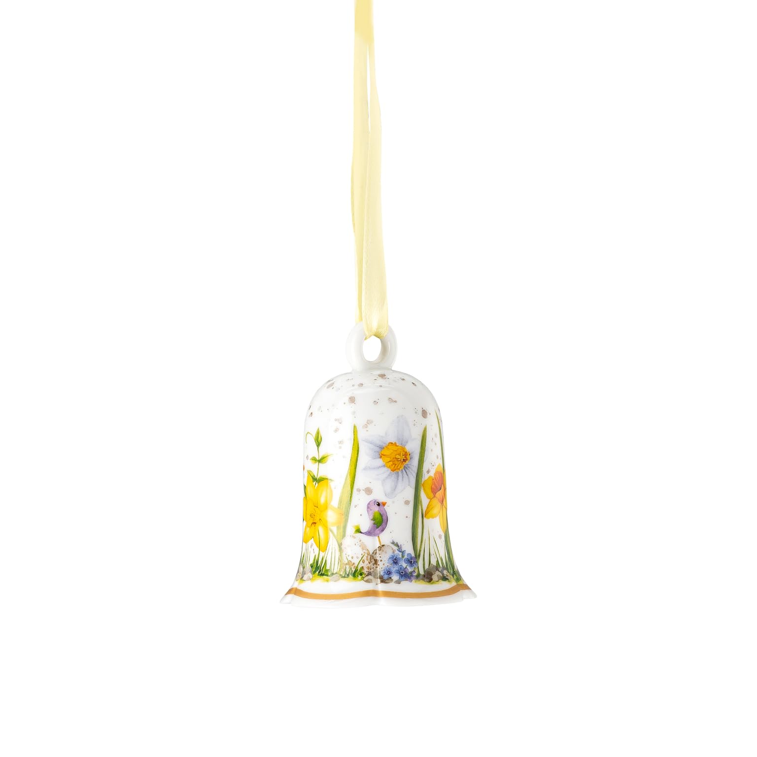 Hutschenreuther Porcelanowy dzwonek kwiatowy 2025, porcelanowy dzwonek do zawieszenia, Ø 5 cm x wys. 7,2 cm, edycja kolekcjonerska Wielkanoc, porcelana wielokolorowa, motyw wiosennej melodii