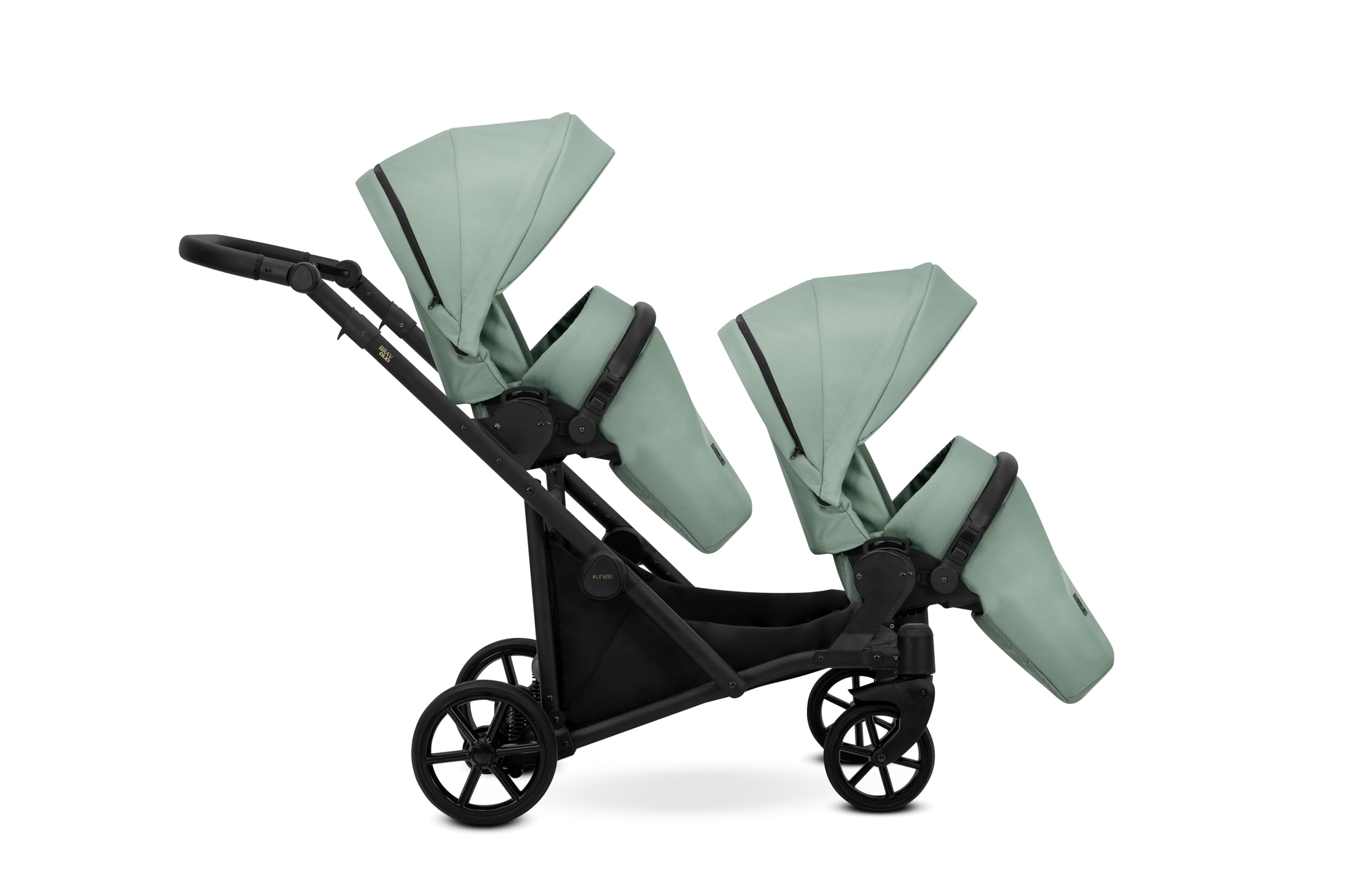 Kunert BRAV DUO Passeggino Gemellare 2 in 1+Accessori: Comfort, Sicurezza, Praticità, design elegante e funzionale, sistema versatile, telaio in alluminio (menta/telaio nero)