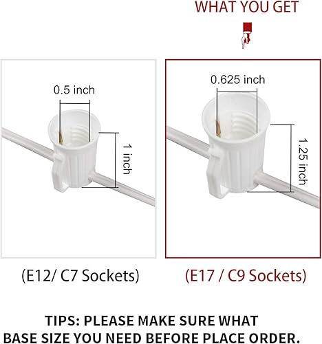 Miniatura 2 de Brightown Carrete comercial de 250 pies C9 de Navidad a granel, juego de enchufes de luz C9 con espacio de 12 pulgadas, cable de luces de techo de