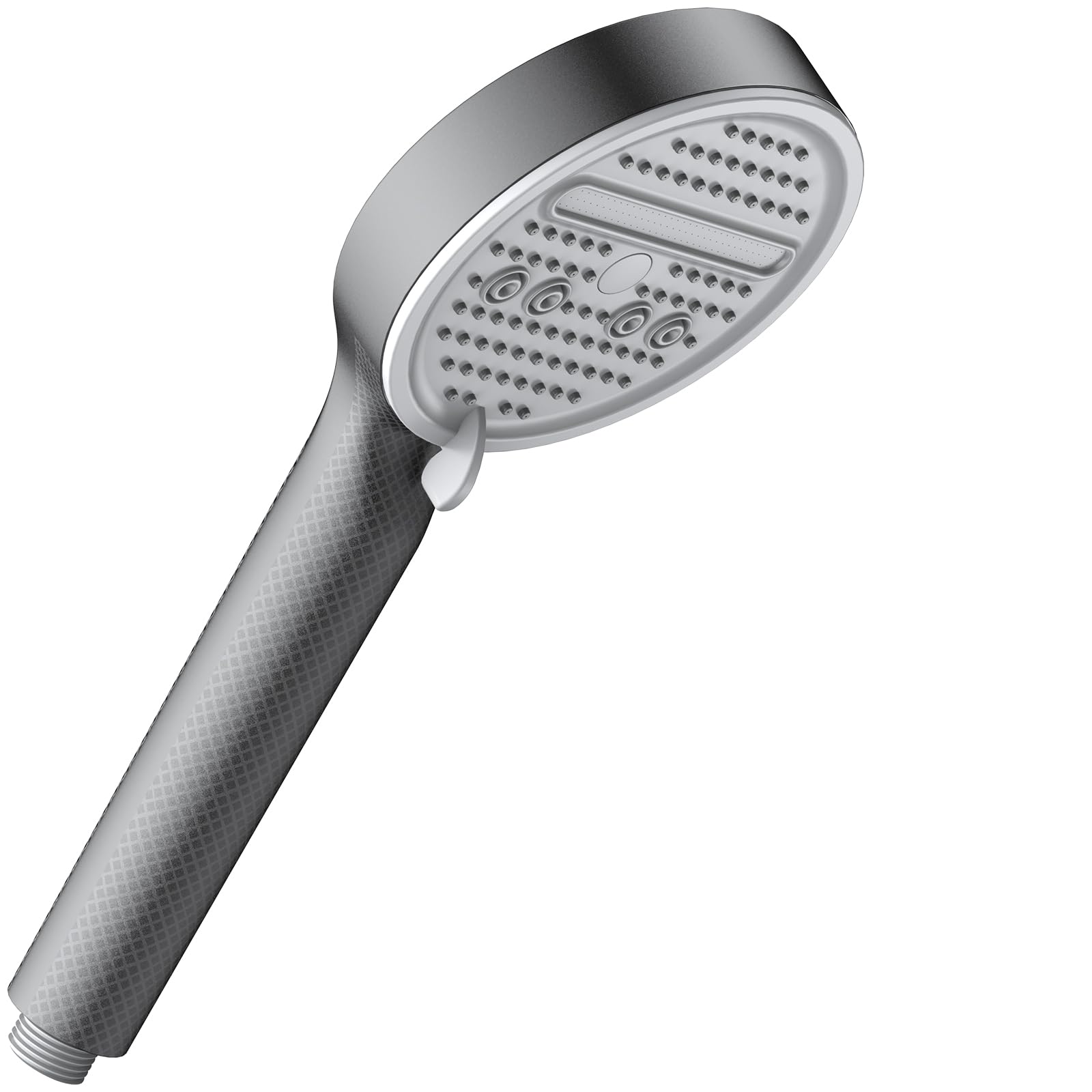 Kaarynm High-Pressure Water-Saving Shower Head, Handheld Shower Head with 5 Spray Modes, Silicone Nozzles, G1/2 Connector, ABS Material, Ideal for Low Water Pressure - Grey