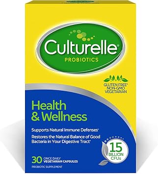 Culturelle Health & Wellness Daily Probiotic for Women & Men - 30 Count - 15 Billion CFUs & A Proven-Effective Probiotic Strain Support your Immune System- Gluten Free, Soy Free, Non-GMO
