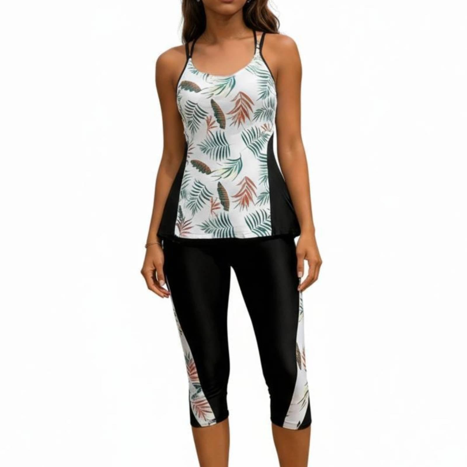 ECOMISTIQ®Sleeveless Surf Suit Sun Protection Tank Top and Swim Leggings Set Slimming Design Full Coverage Swim Set for Adults, Teens, Vacation, Swimming, Beach XL-image-8