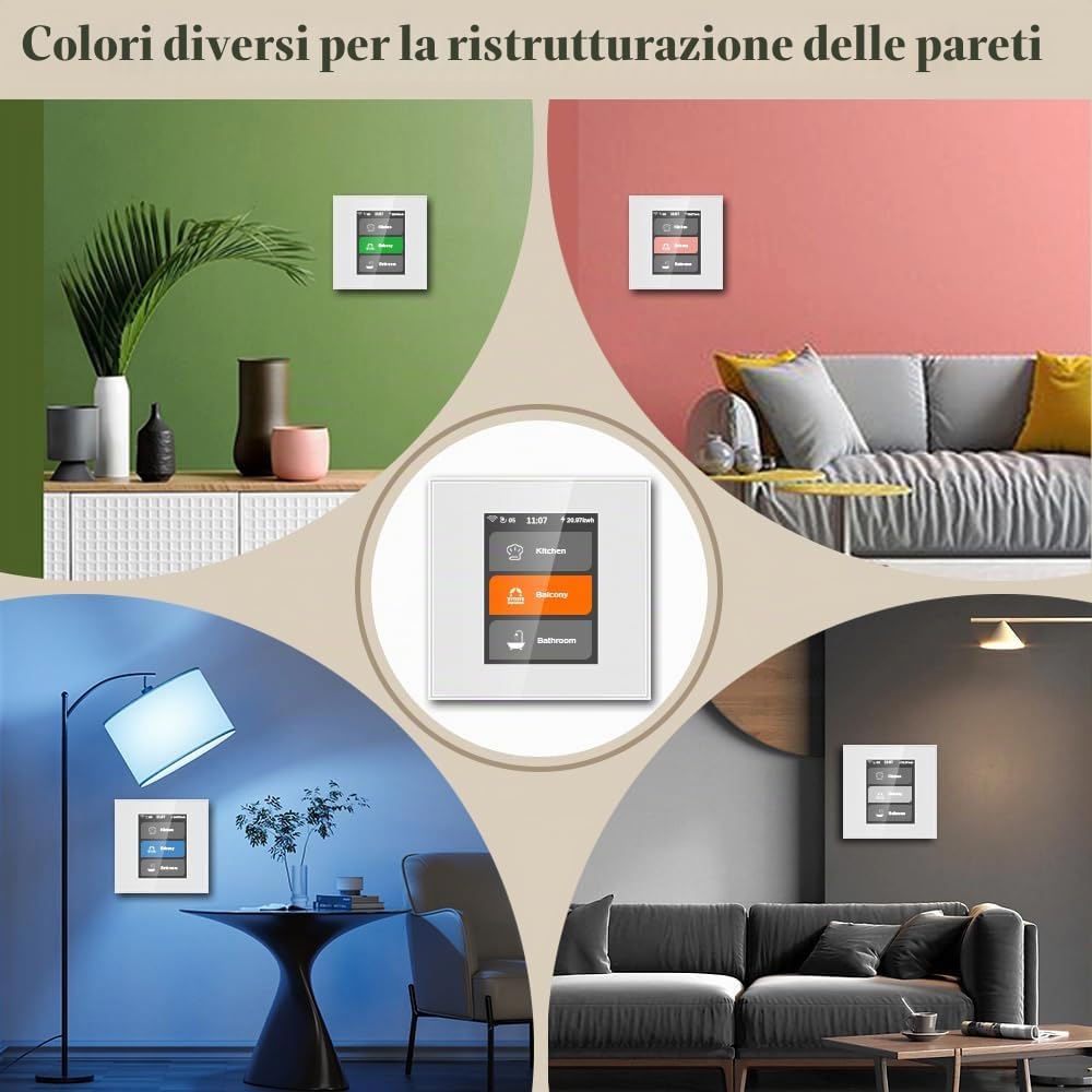 LANBON L8 Multi Mode LCD Smart WLAN Interruttore della luce 4 in 1 (1/2/3 canali e tenda), compatibile con Alexa & Google, senza dimmer, per presa da incasso Ø 60 mm, neutro richiesto, L8-HS