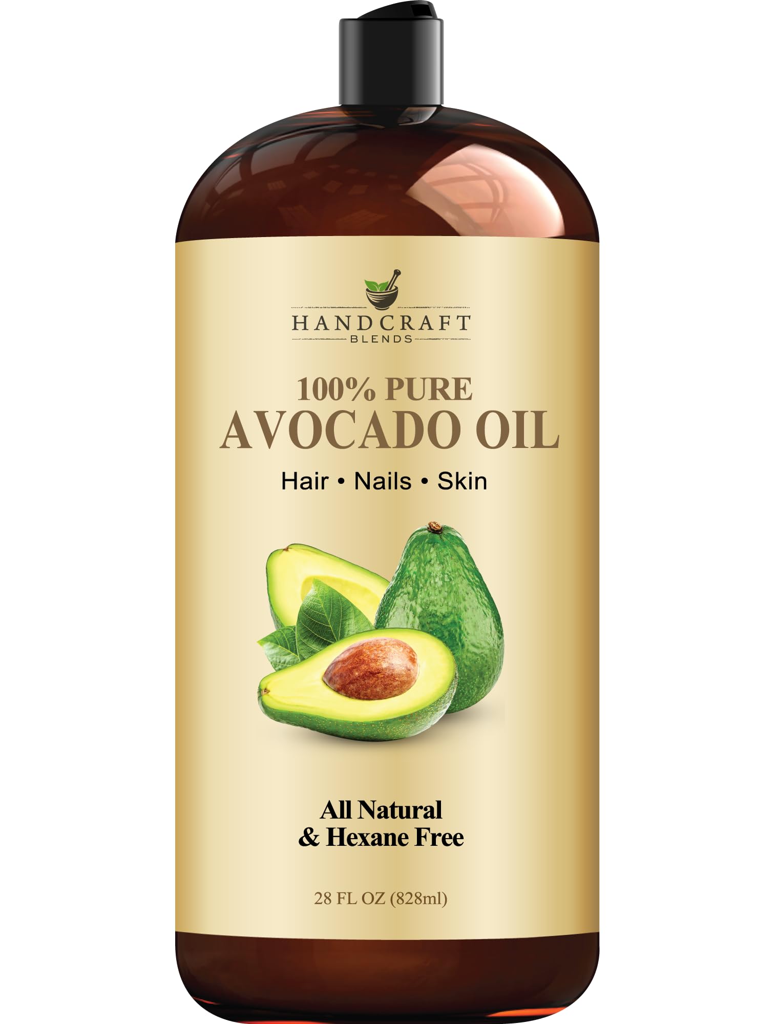 Handcraft Blends Avocado Oil - Cold-Pressed 28 Fl Oz - 100% Pure and Natural - Premium Grade Carrier Oil for Skin and Hair - Hair and Body - Massage - Hexane-Free