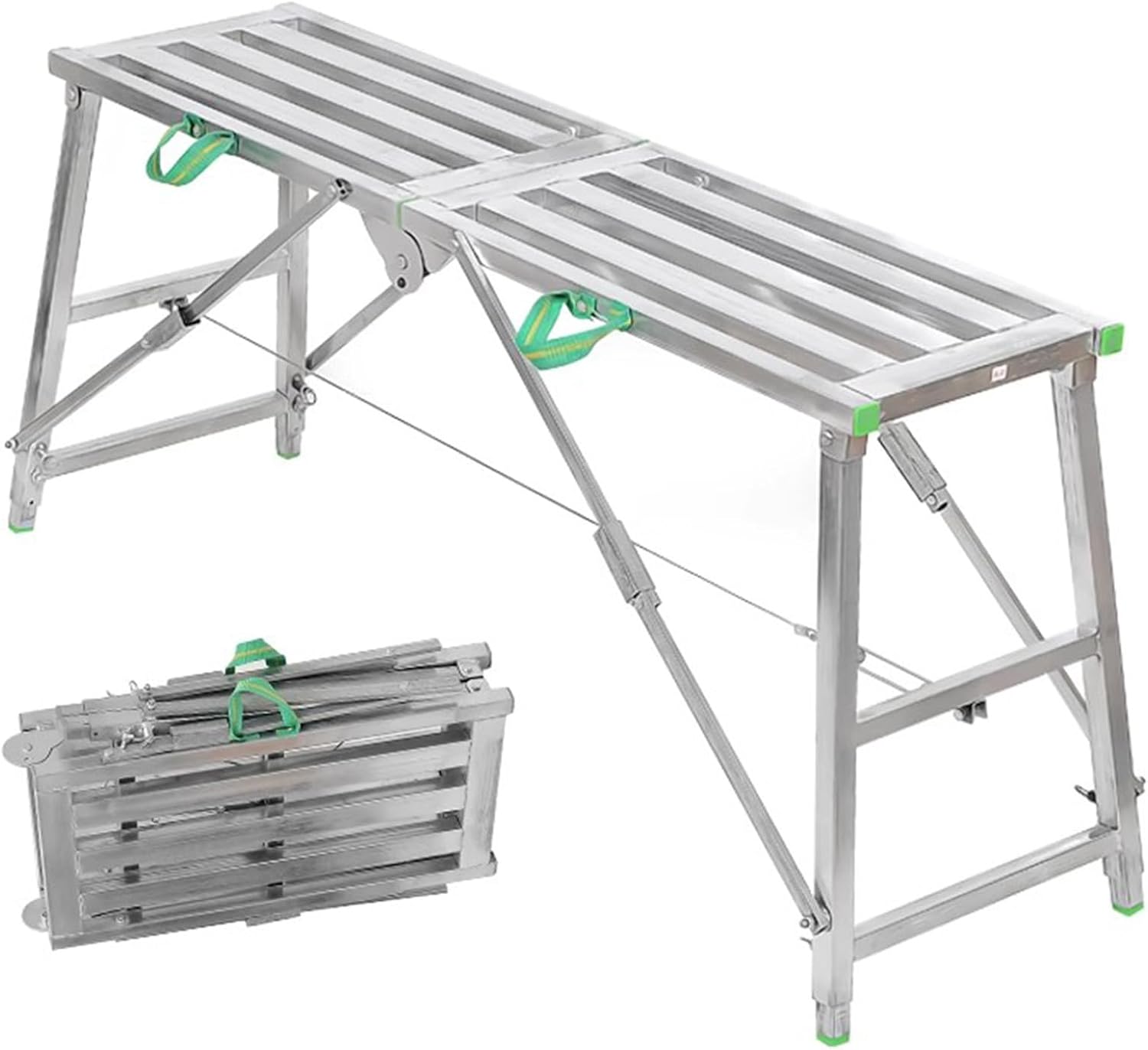 Scaffolding Adjustable Height Folding Work Platform, Iron Portable Scaffold Ladder, Non-Slip Work Bench 150KG Capacity for Home Improvement, Painting, Cleaning RV