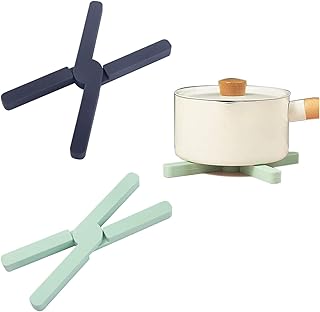 2 Pezzi Sottopentola Pieghevole in Silicone Mat, Presina Pads, Piatto da Tavola Mat, Sottobicchieri, Antiscivolo Coasters, Tappetini Tavola, Tappetini Ciotola, per Pentole, Tazze(Verde, Grigio)