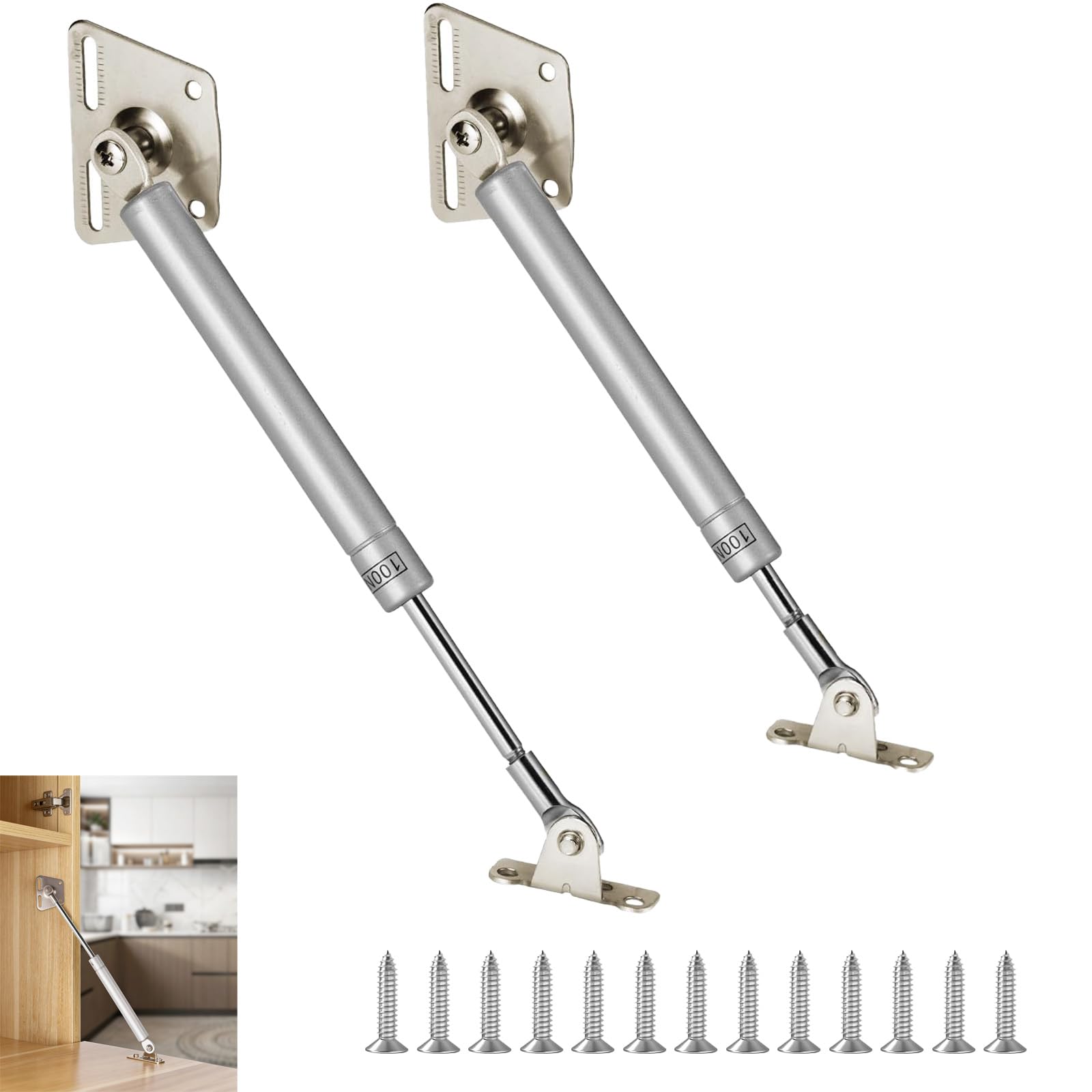 2 Pack 100N 22lb Gas Spring Soft Close Hinges for Drop Down Door Lid Stay Slow Close Gas Strut Damper for Kitchen Cabinet Cupboard Desk Drawer Flap Door Furniture Hardware Soft Lowering