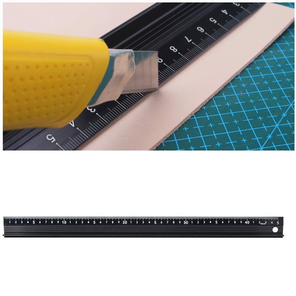 Yctze L Type Cutting Ruler Aluminum Alloy Metal Ruler 30cm for Cutting Architectural Scale Rulers Metric Metal Straight Edge with Raised Grip for Length Measurement and Crafting (45cm) — image 1