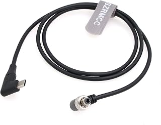 SZRMCC 12V PD Type-C USB C to Locking DC 2.1 2.5 Trigger Power Cable for Atomos Battery Eliminator Shinobi 7 Shogun Connect Video Devices Pix-E7 E5 Monitor (11.8inches/30cm, Right Angle Locking DC)