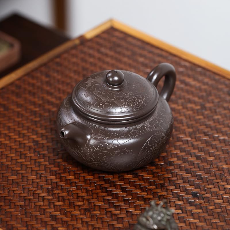 Théière Yixing argile violette dragon antique pour tea time