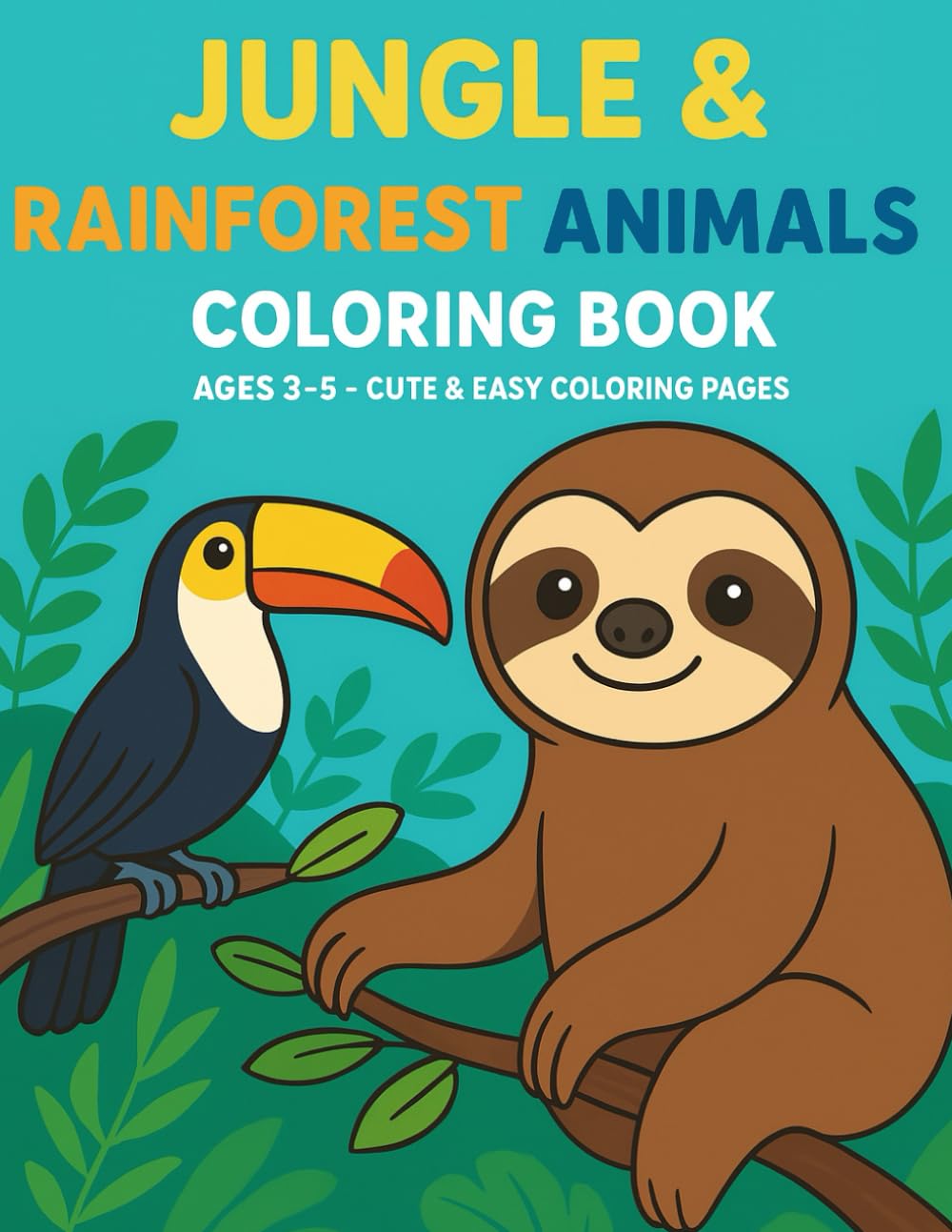 Jungle & Rainforest Animals Coloring Book for Kids Ages 3-5 (Happy Animals Coloring Book Series for Kids)