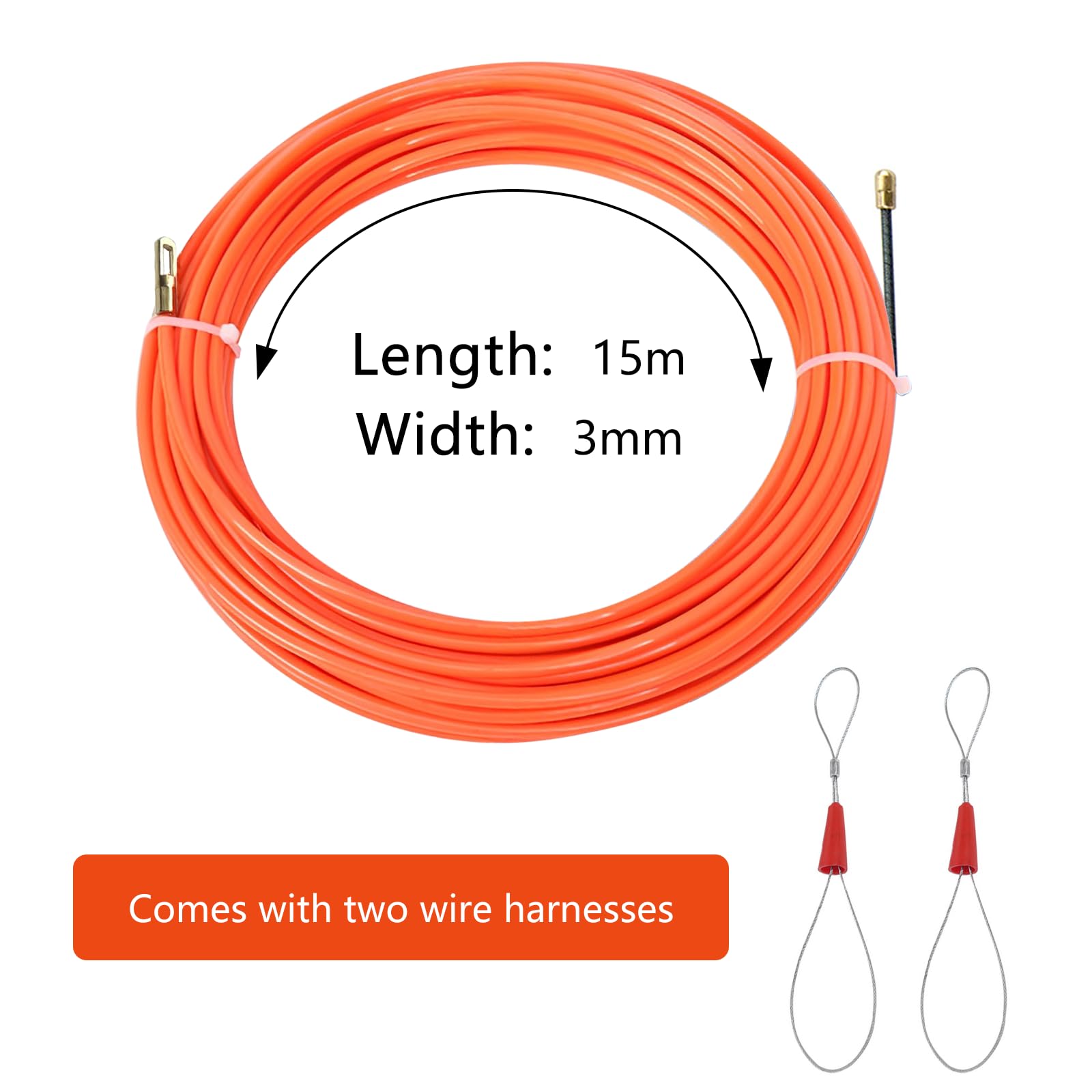 Tire-Fils Électrique 30M Diam. 6 Mm Foreverup – Aiguille Passe-Câble Avec 2 Têtes Flexibles – Idéal Électriciens & Installations