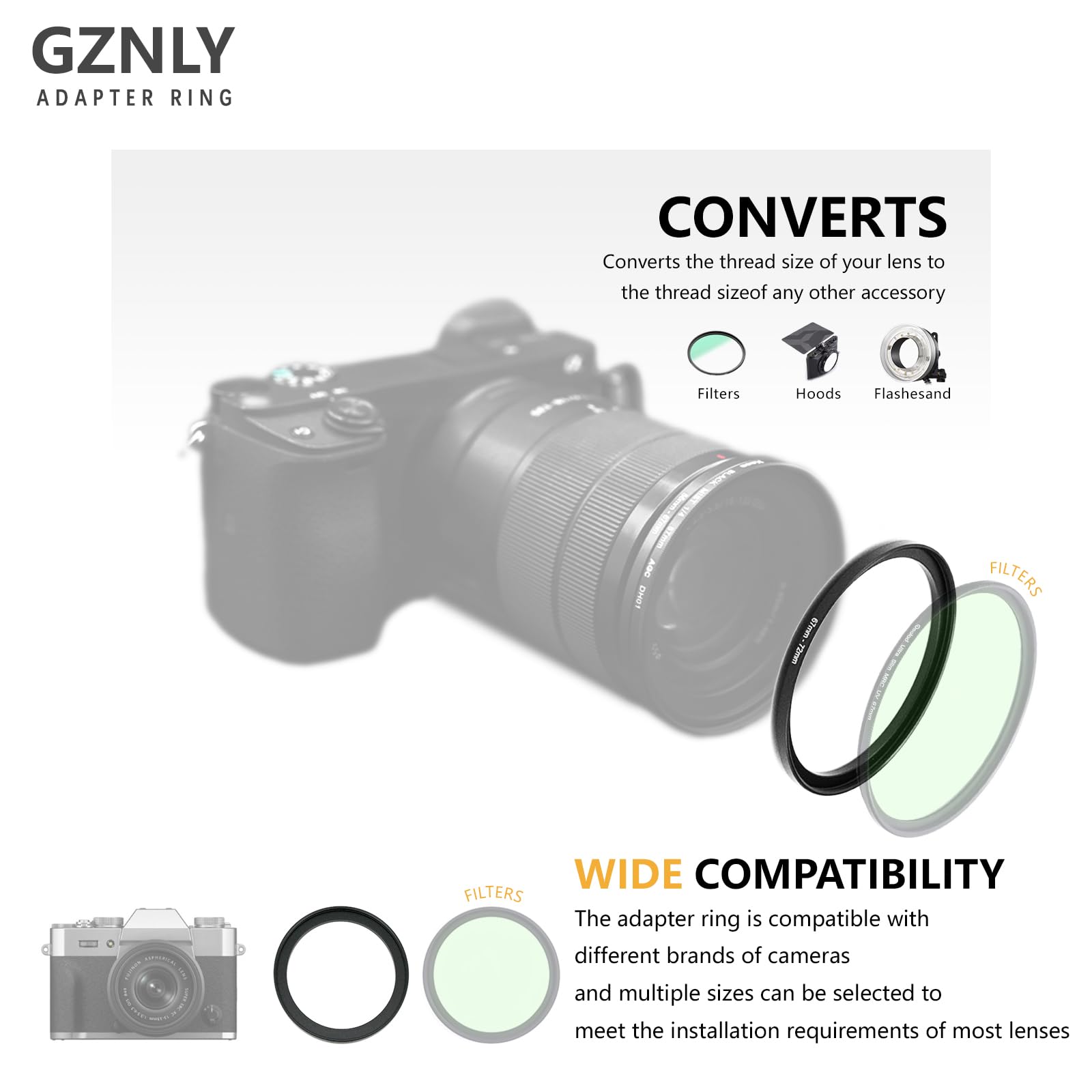 Amazon.co.jp: GZNLY 40.5mm to 52mm Step Up Adapter Ring Filter