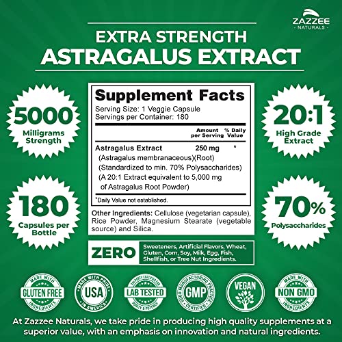 Zazzee-Extra-Strength-Astragalus-Root-201-Extract-5000-mg-Strength-180-Vegan-Capsules-70-Polysaccharides-6-Month-Supply-Non-GMO-and-All-Natural