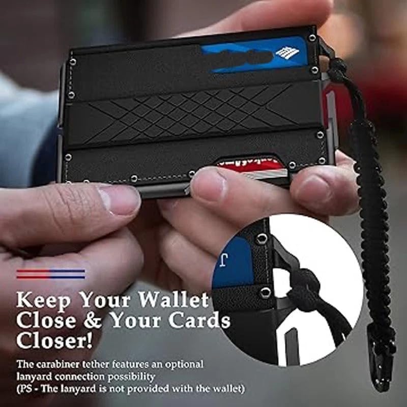 Men's RFID Blocking Automatic Card Holder Wallet, PU Leather Metal Slim Card Case with Pop Up Card Ejection, Credit Card Wallet for Business and Travel image 3