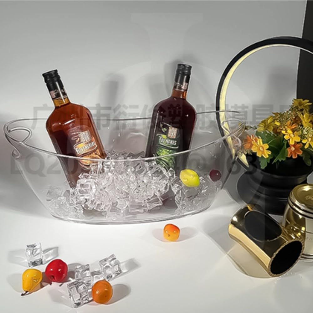 OUKEYI OUKEYI-100894 - Secchiello per ghiaccio per feste, 5,5 litri, in acrilico trasparente, per uso alimentare, forniture per bar, champagne, birra, spumante, cocktail, 16,9 cm