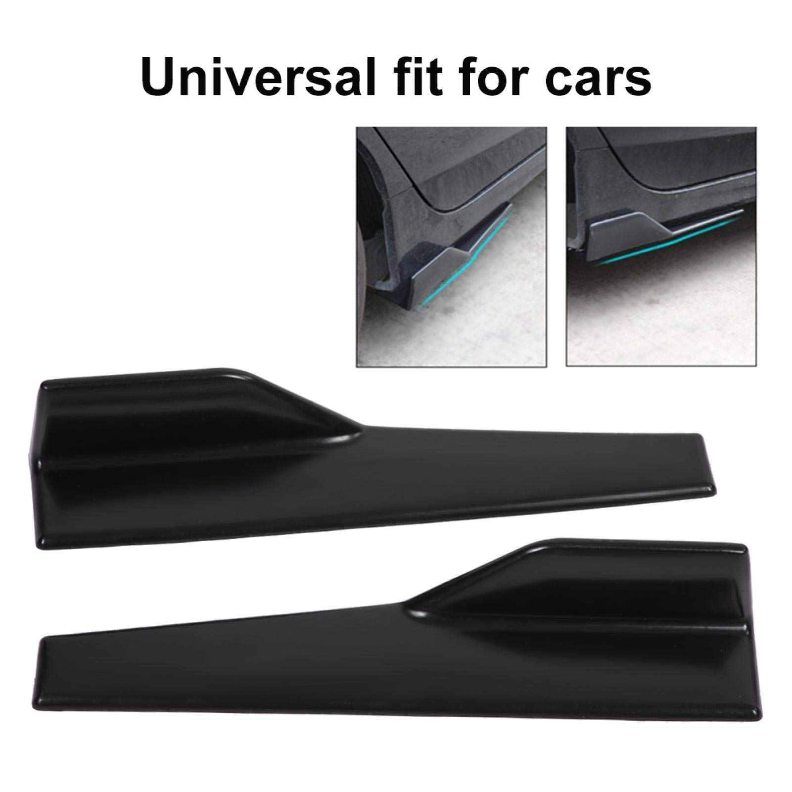 Qiilu 2 pièce 45cm Universelle Jupes Latérales de Voiture Splitter Latéral Garnitures de Bas de Caisse Ailes Noir Brillant