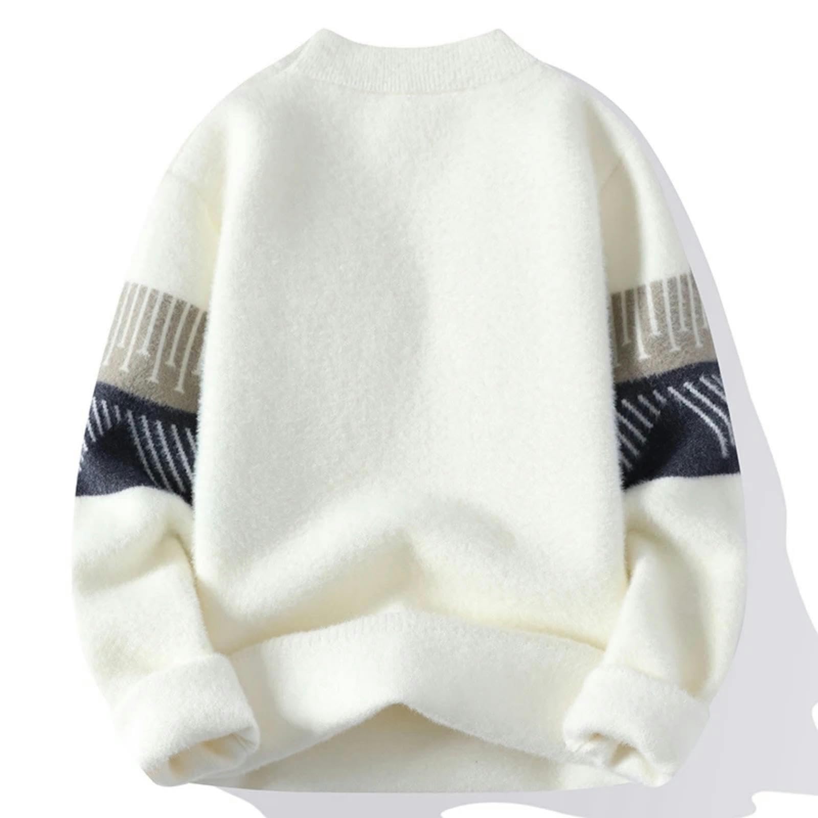 MdybF Męski sweter jesienny męski sweter z okrągłym dekoltem męskie topy męski sweter gruby ciepły męski