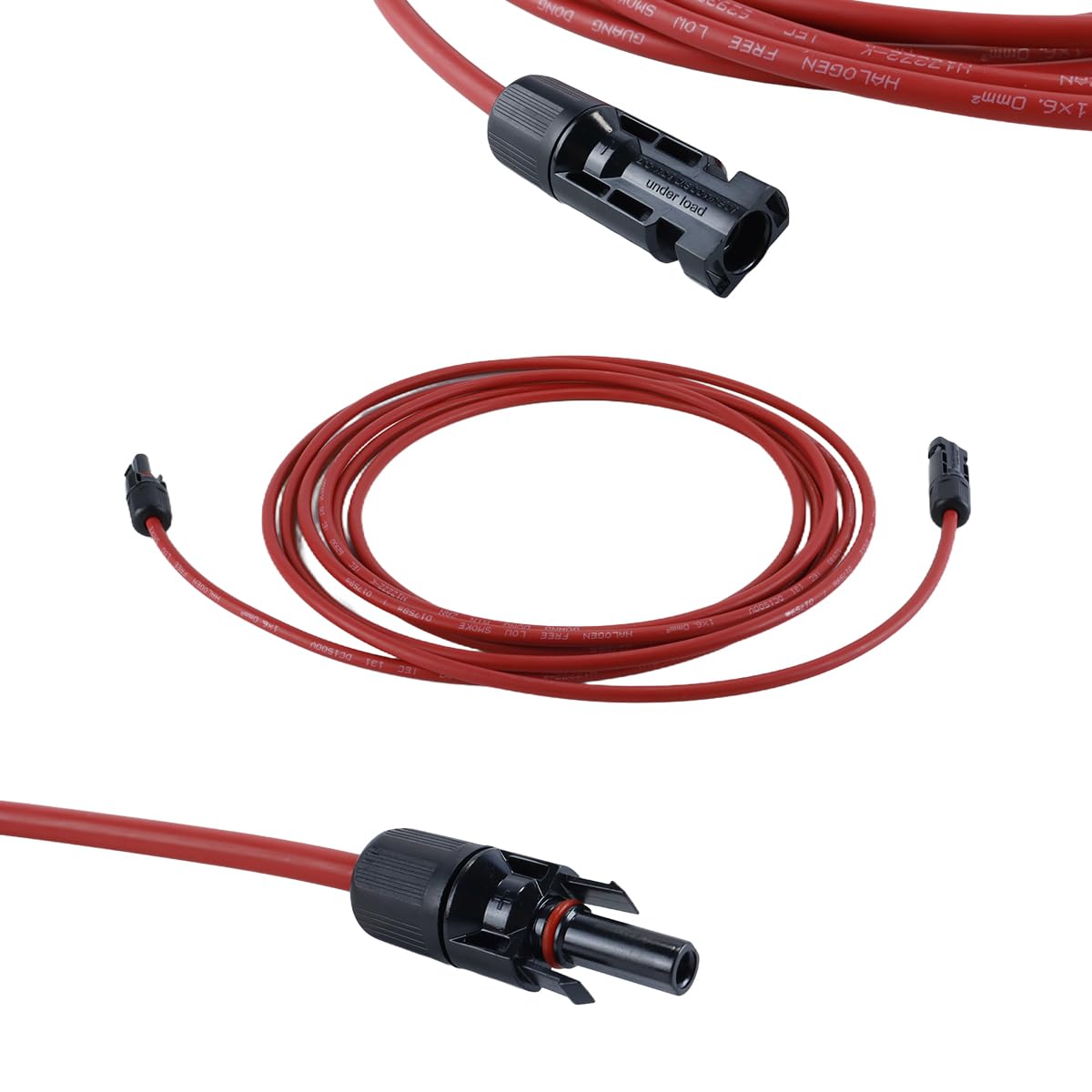 Cables De Extensión Solar (2 Unidades, 5 M, 6 Mm²), Ambos Extremos, Negro/rojo, Para Paneles Solares, Autocaravanas, Barcos Y Sistemas Aislados.