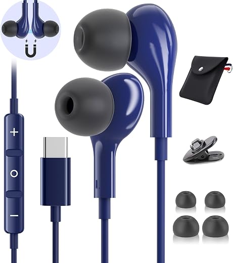 USBC Headphones Wired for Samsung S26 S25 Ultra S24 S23 A57 A37 A17 A16