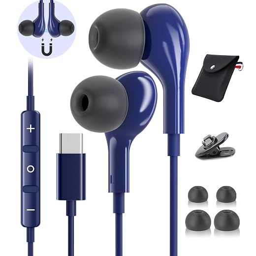 USBC Headphones Wired for Samsung S26 S25 Ultra S24 S23 A57 A37 A17 A16