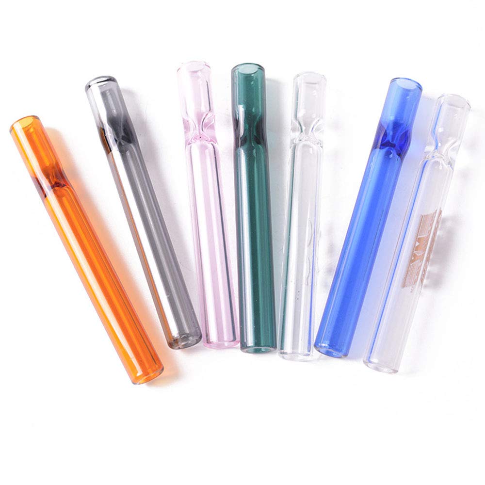 Aoheuo 10CM Transparent Glass One Hitter Classic Pipes Tobacco Smoking Paper Roll Herbal Cigarette Steamroller Pipe Glass Pipes (5)